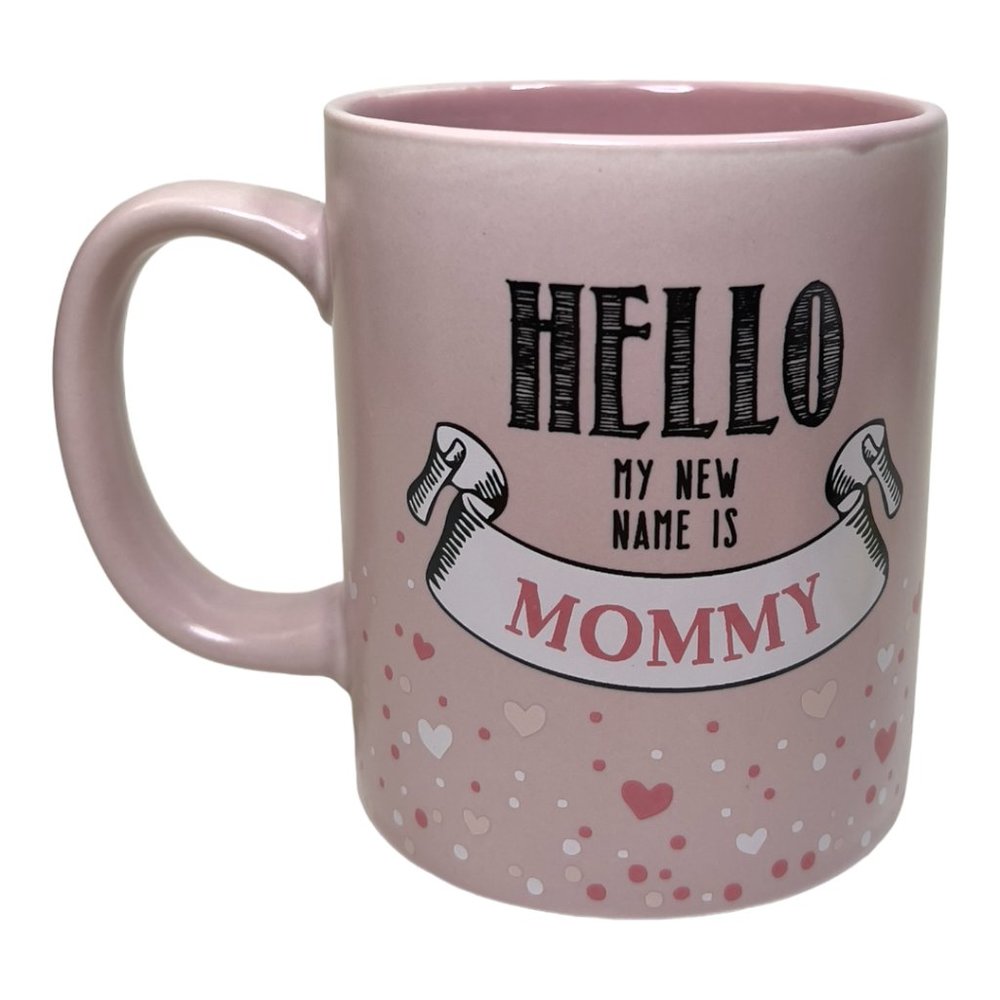 Kelli's Shop 6" 12- Ounce " Hello My New Name is Mommy" Pink Ceramic Mug